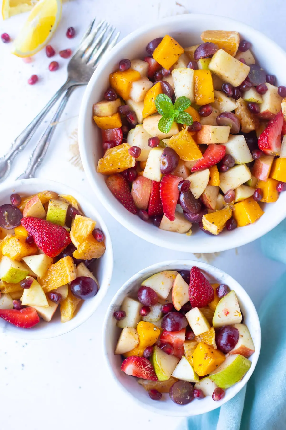 Fruit Chaat served in 3 bowls 