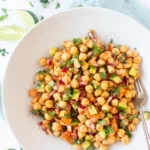 healthy chickpea salad with veggies in a bowl