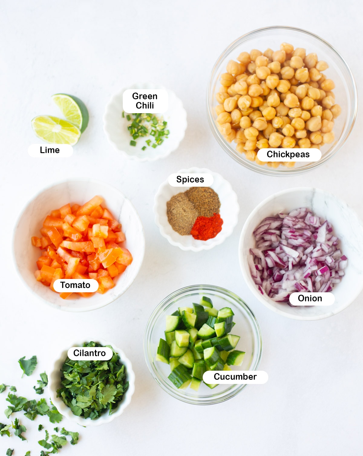 Ingredients to make chickpea salad