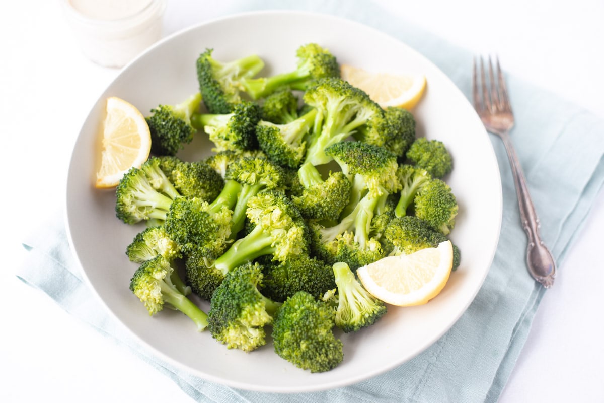 steamed broccoli in a plate