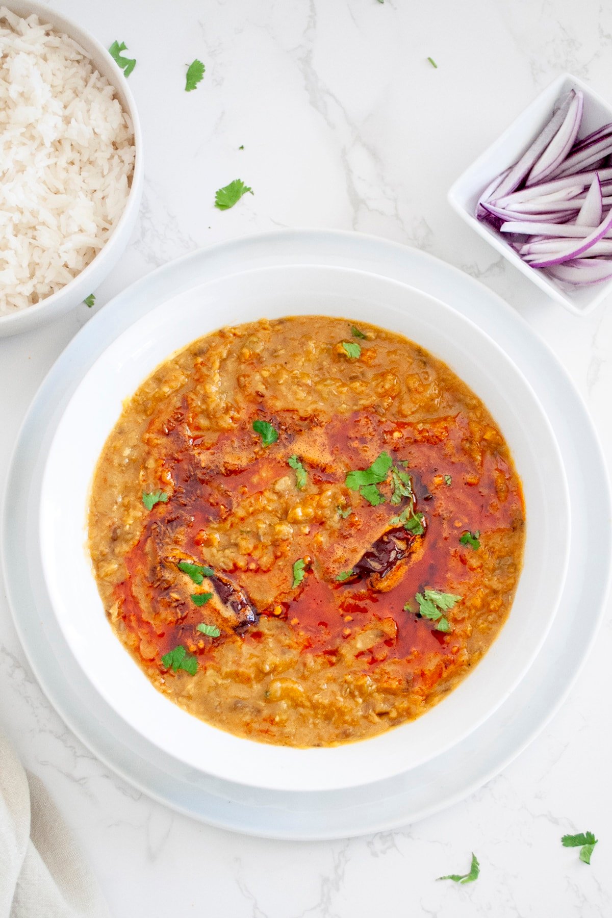 Panchmel dal with tadka on top