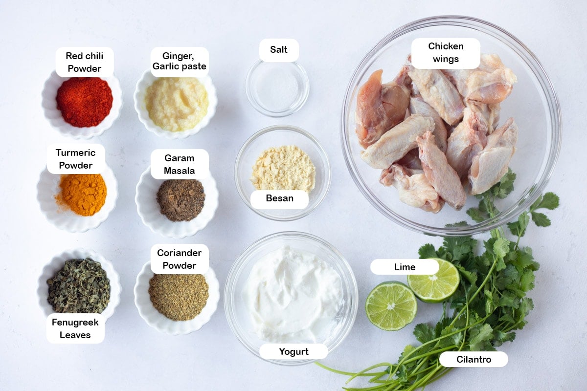 Ingredients for tandoori chicken wings