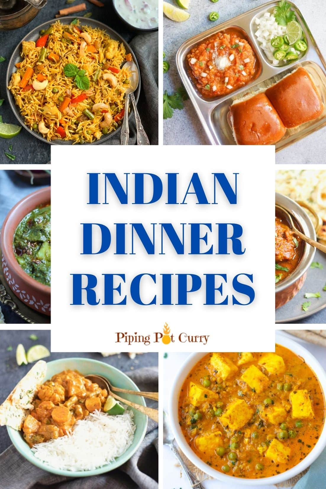 A collection of indian dinner recipes in a collage format