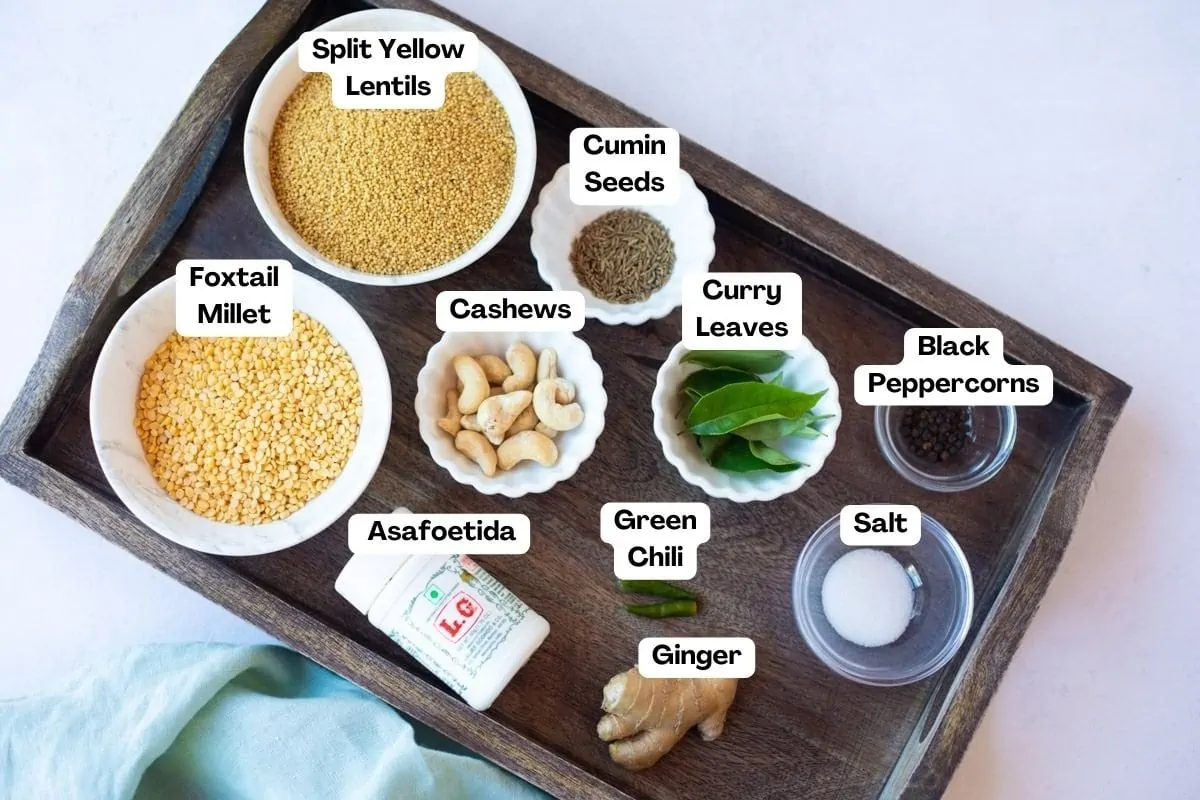 Ingredients to make millet pongal 