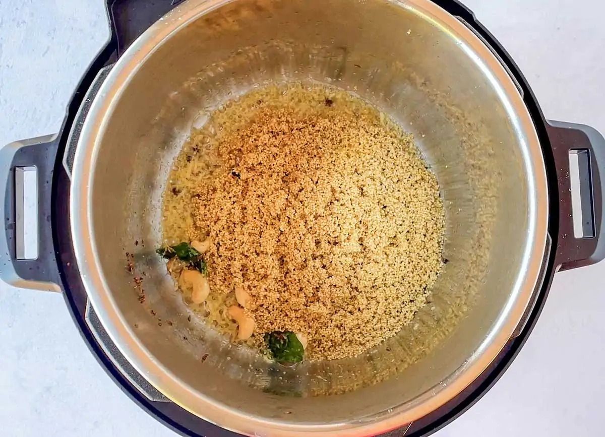 Millets added to instant pot 