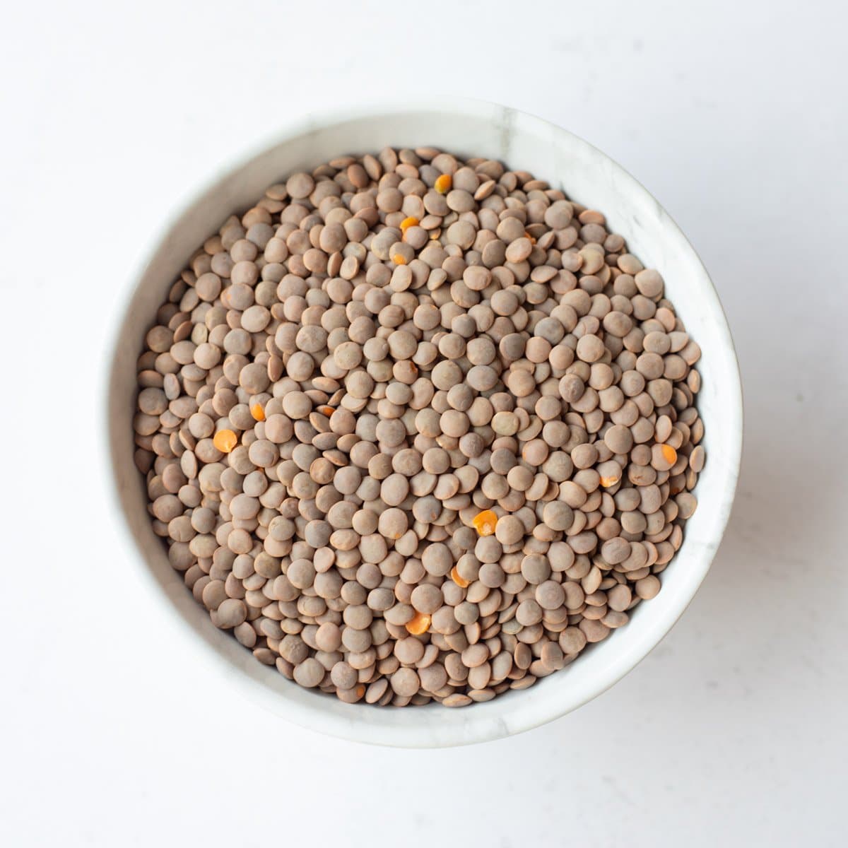 Whole Red Lentil (Masoor Sabut) in a white bowl 