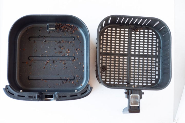Dirty air fryer basket to be cleaned