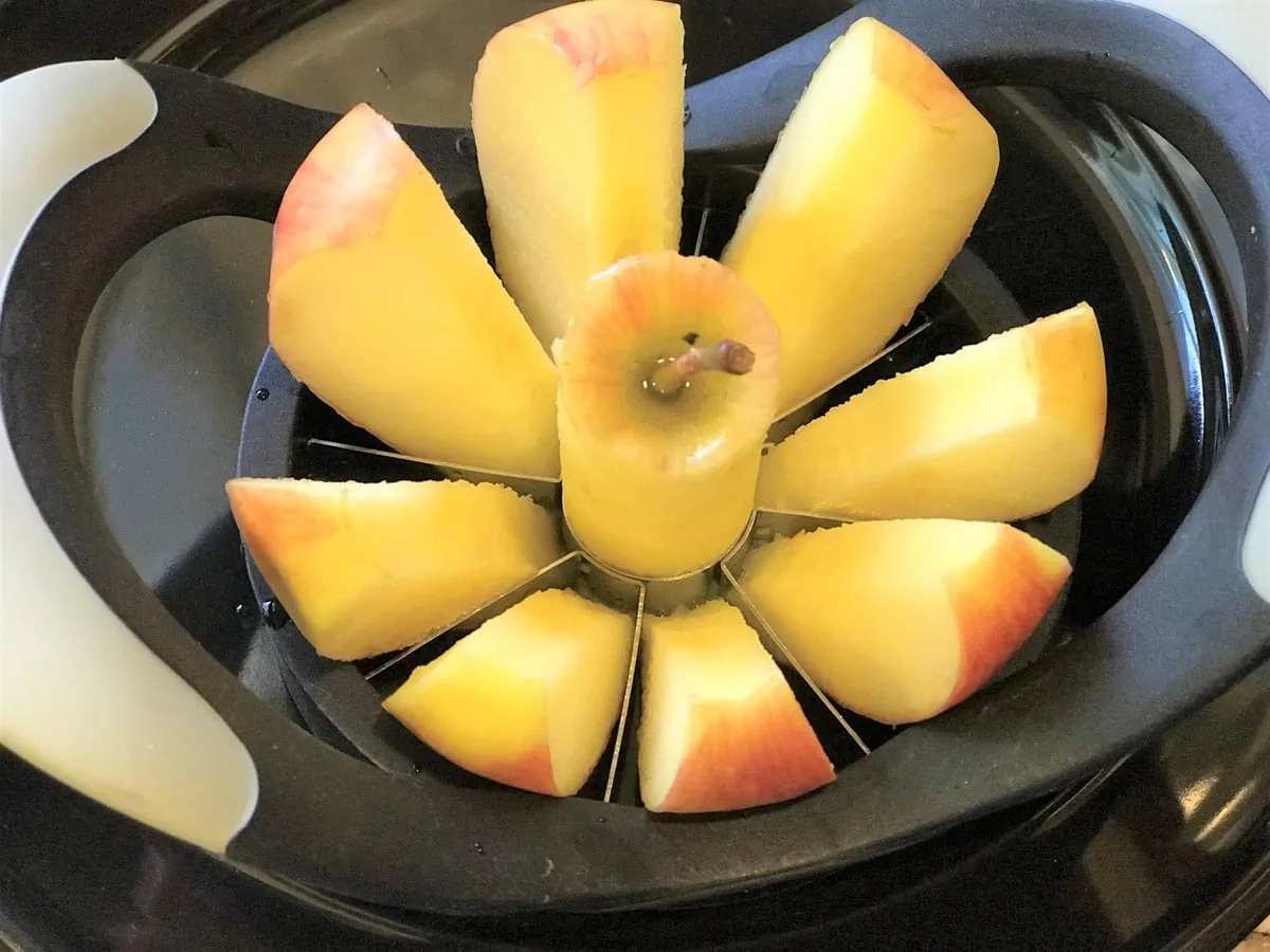 Sliced apple in a apple slicer