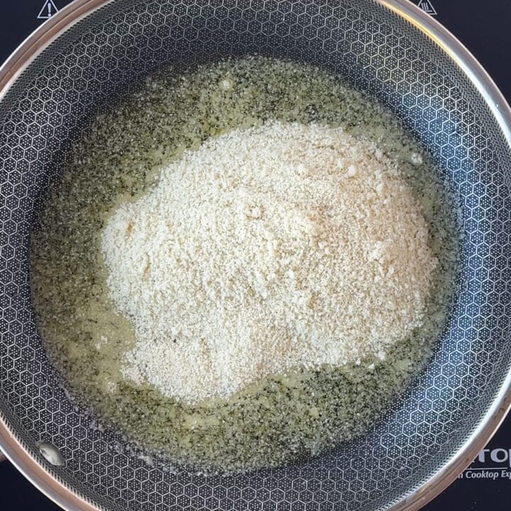 added almond flour to the pan with ghee