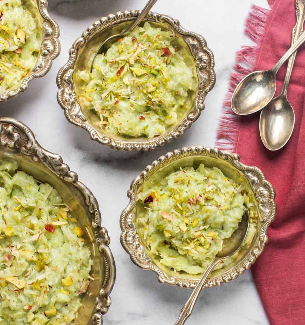 Dudhi halwa served in bowls 