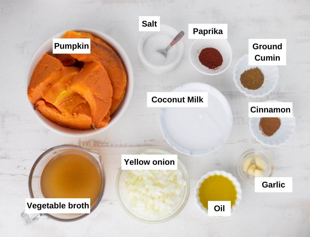 Ingredients you'll need for roasted pumpkin soup