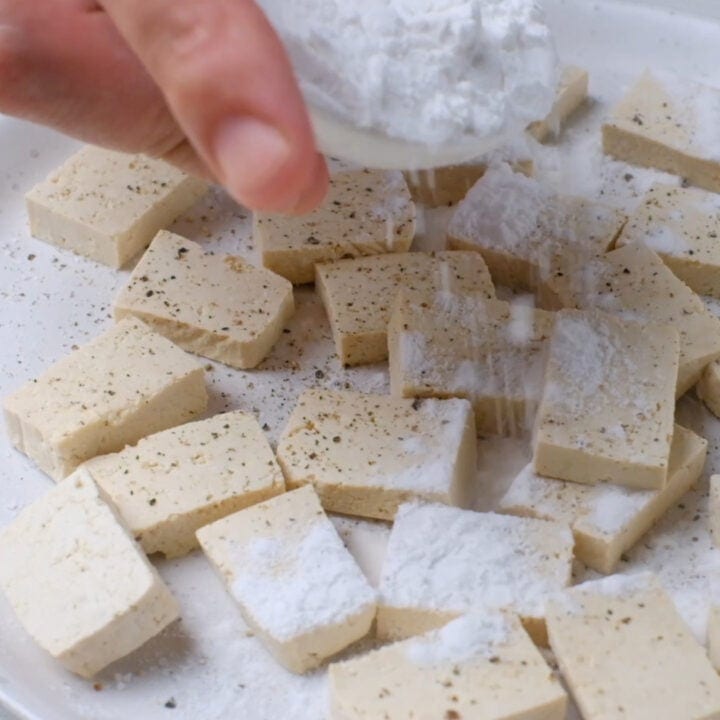 Coat tofu with corn starch