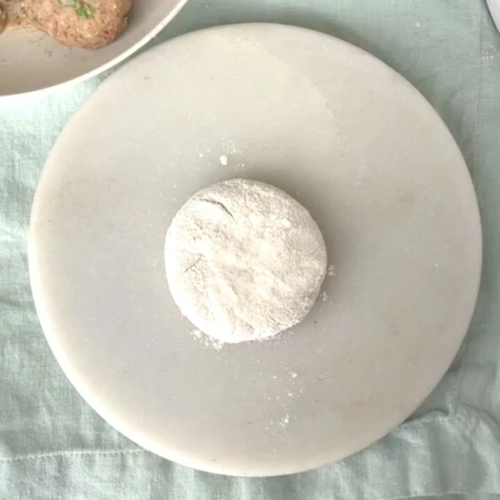 dusted dough in the flour