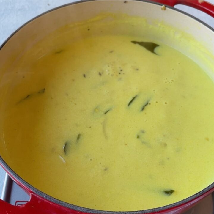 boiled kadhi in a pan