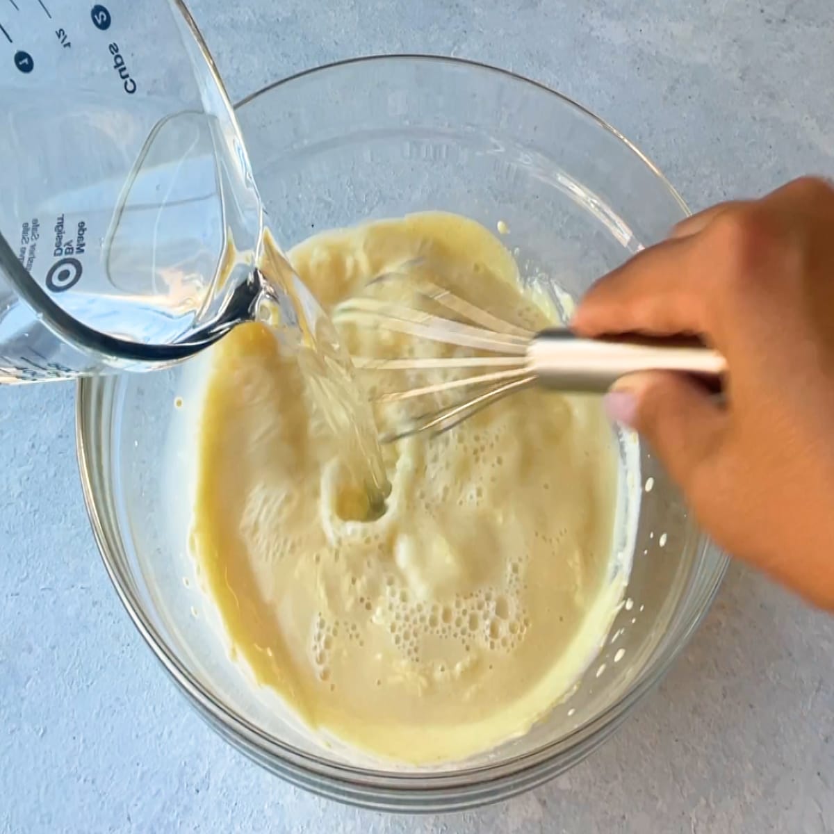 add water and whisk it