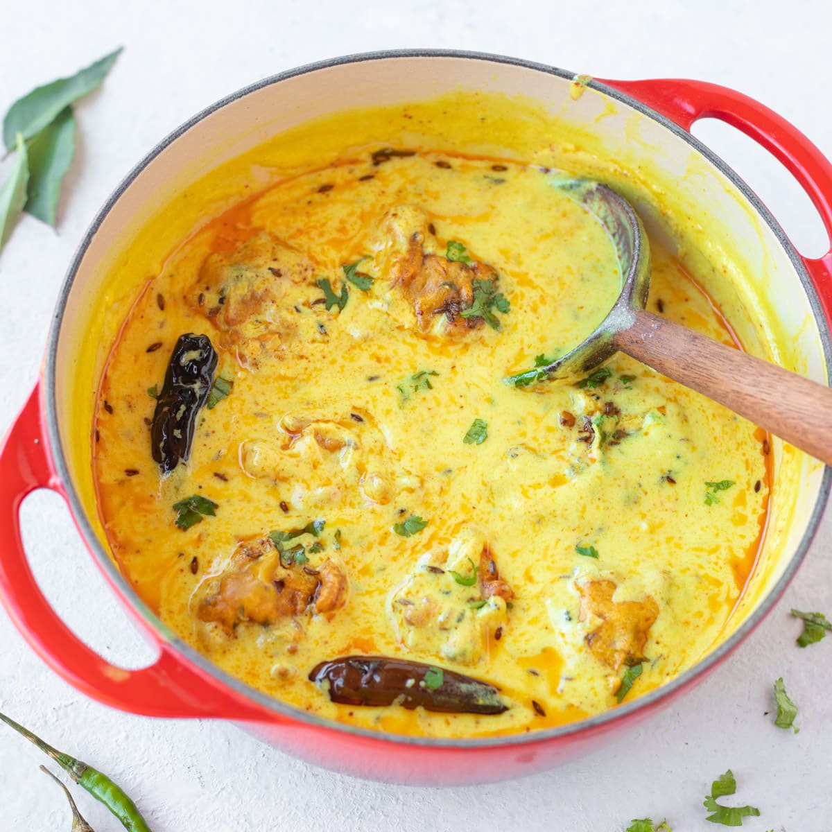 Kadhi pakora recipe in a pan