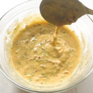 Moong dal chilla batter in a bowl
