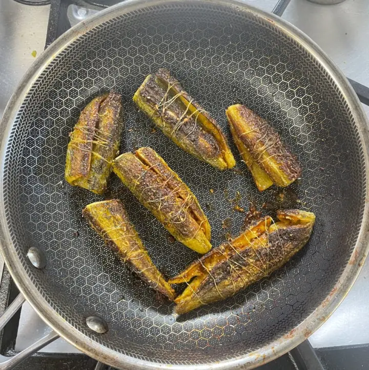 Bharwa Karela in a pan