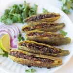 Bharwa Karela in a white plate