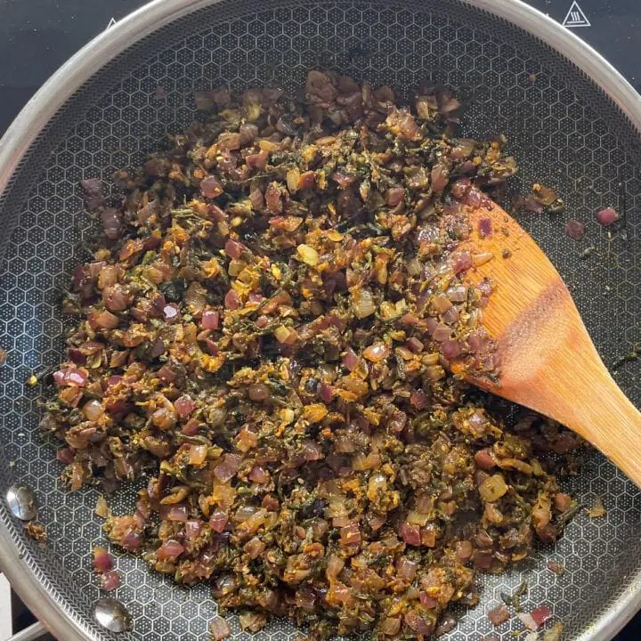 Bharwa Karela masala in a pan