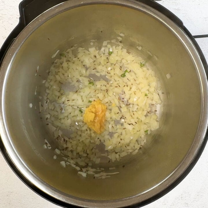 add ginger, garlic paste to the instant pot