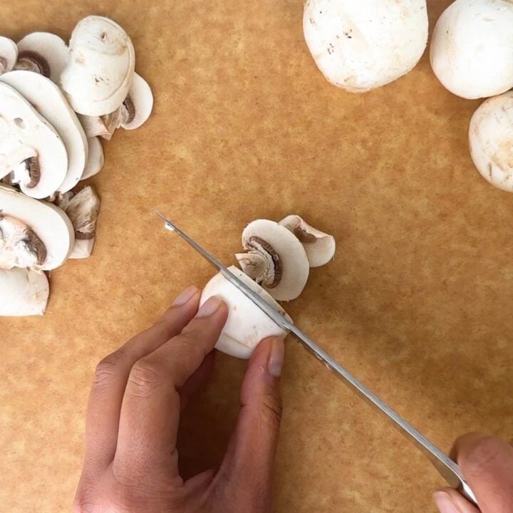 Slice Mushroom with a knife