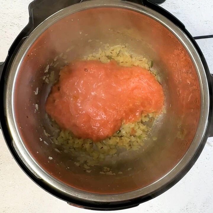 add Tomato Puree to the Instant pot