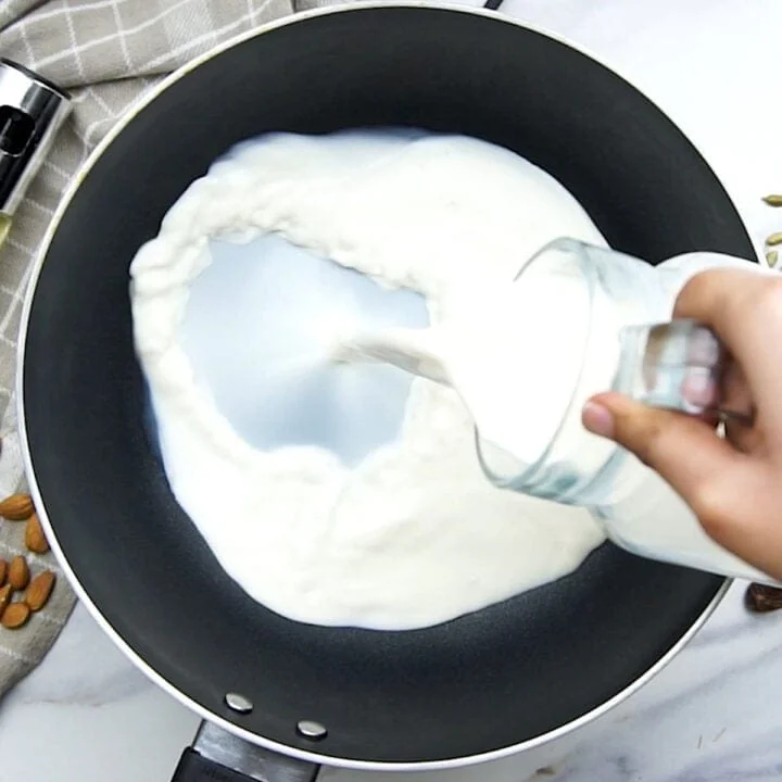 add Full fat Milk to the pan