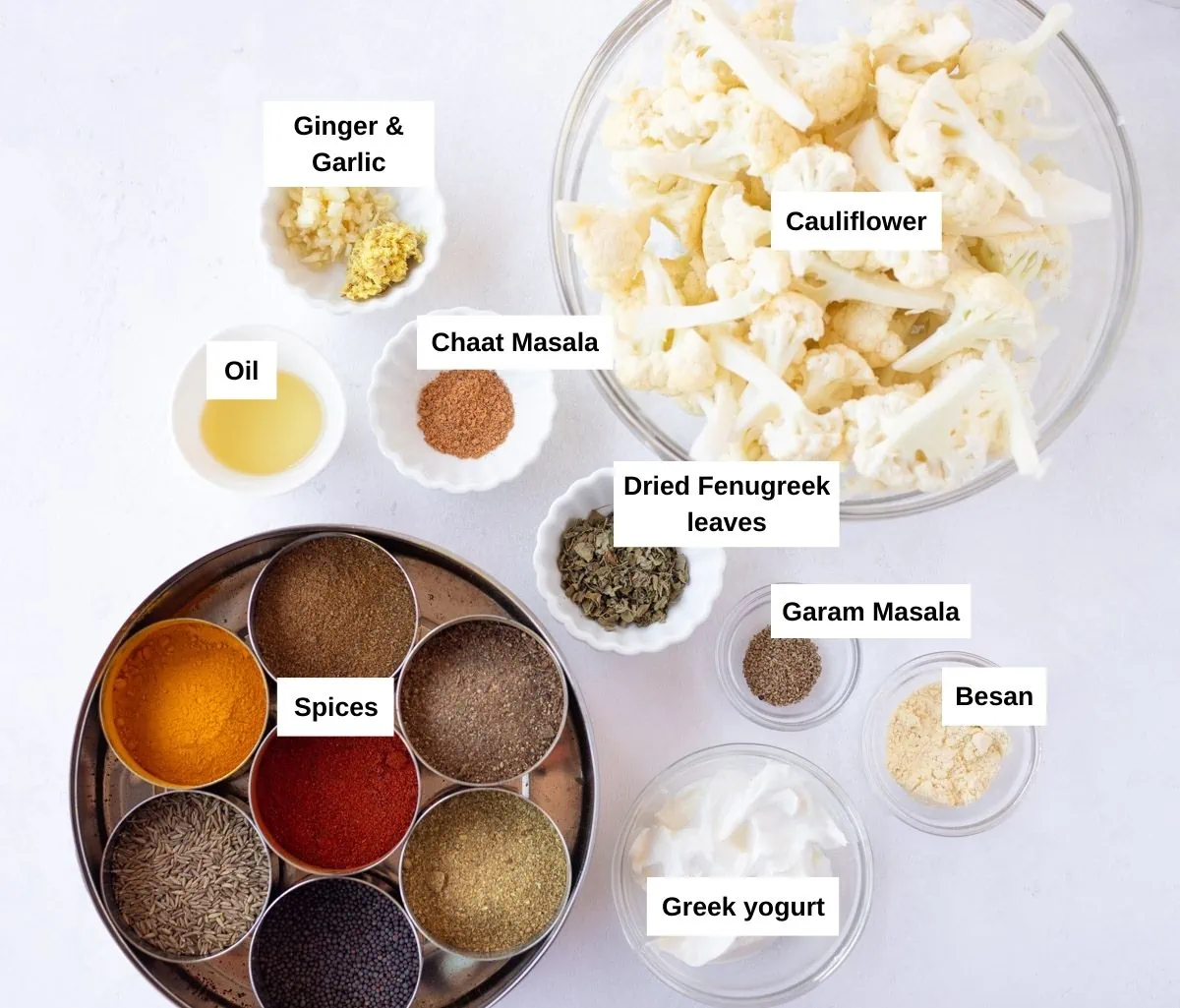 Tandoori Cauliflower ingredients