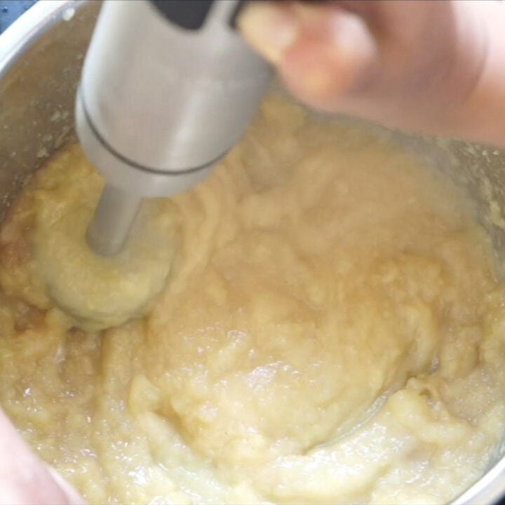 blending applesauce using immersion blender