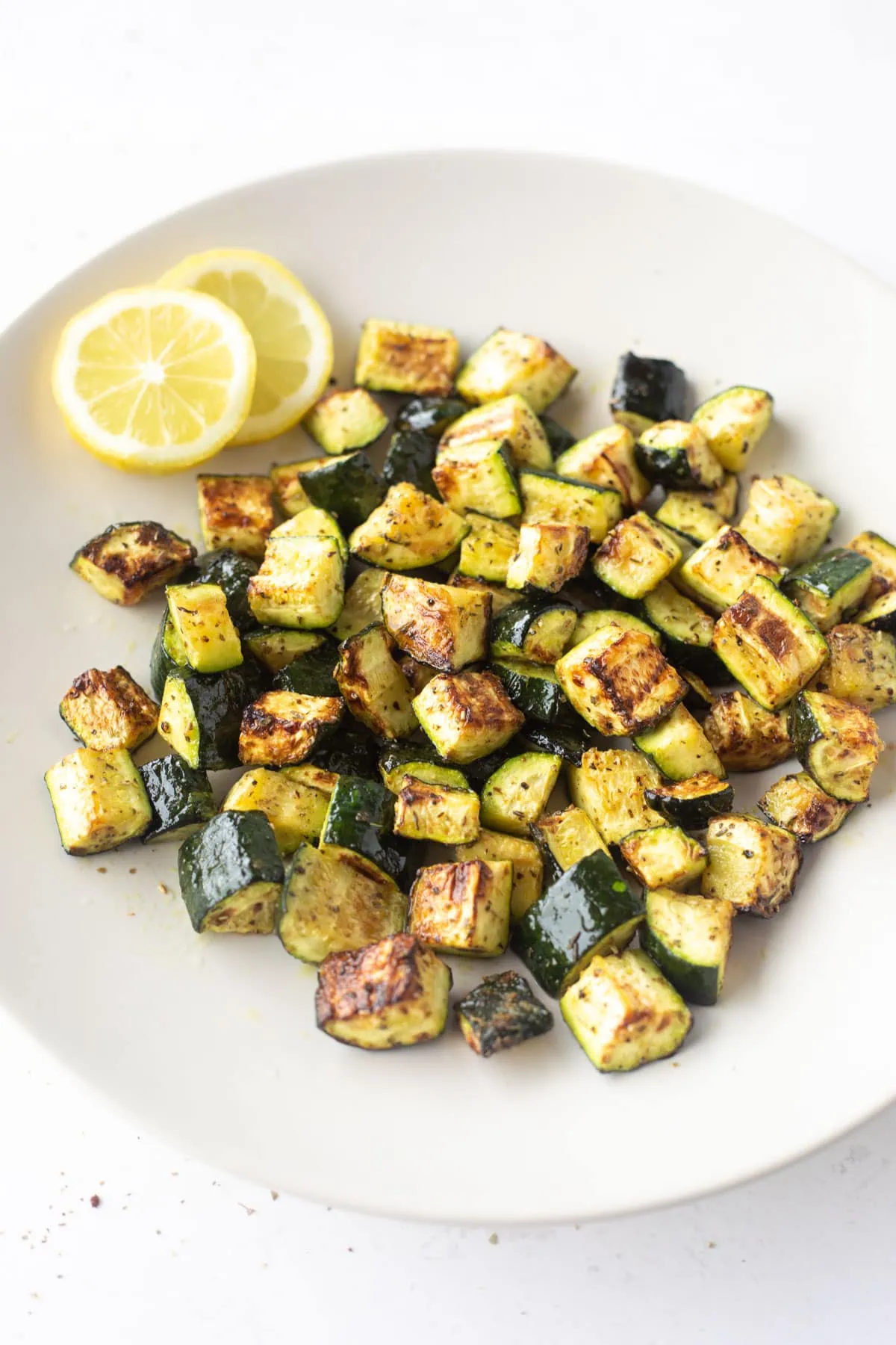 Roasted Air Fryer Zucchini in a plate