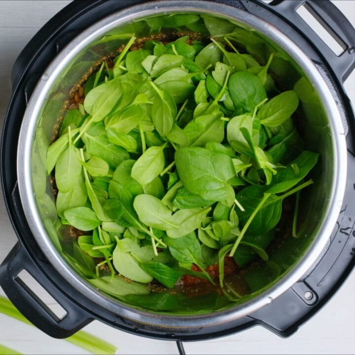 add baby spinach in the Instant pot