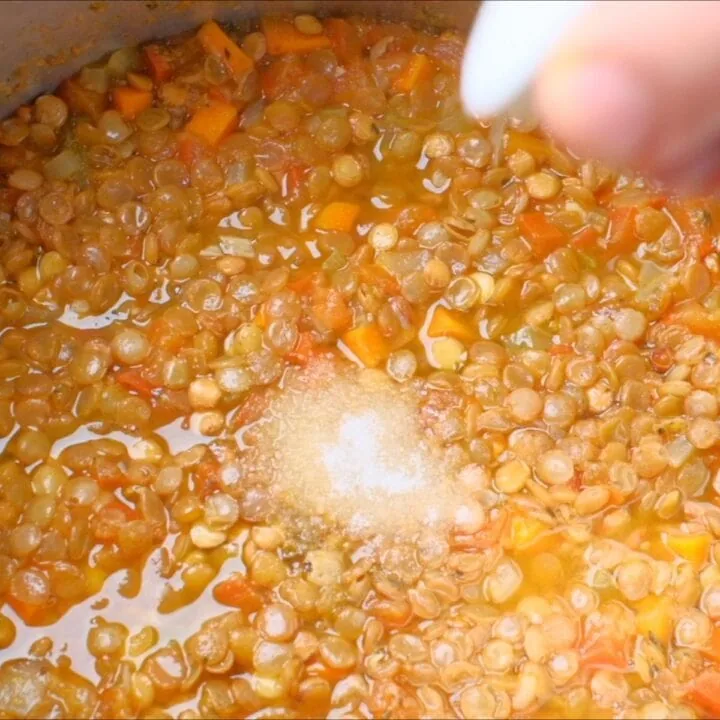 add sugar to make brown Lentil Soup