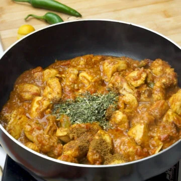add Fenugreek Leaves to make chicken karahi