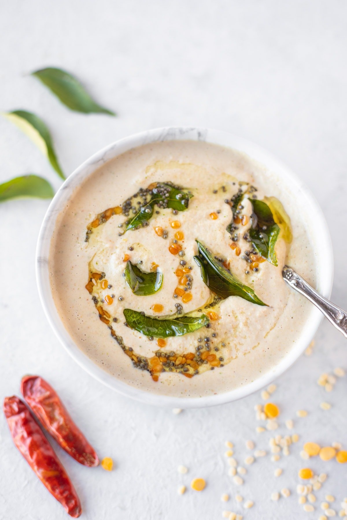 Peanut chutney in a bowl to enjoy with idli and dosa