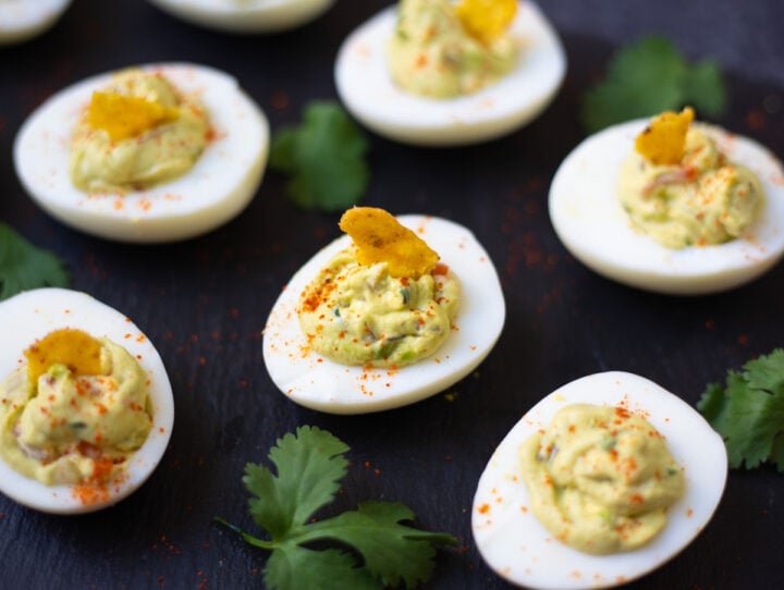 Guacamole Deviled Eggs - Piping Pot Curry