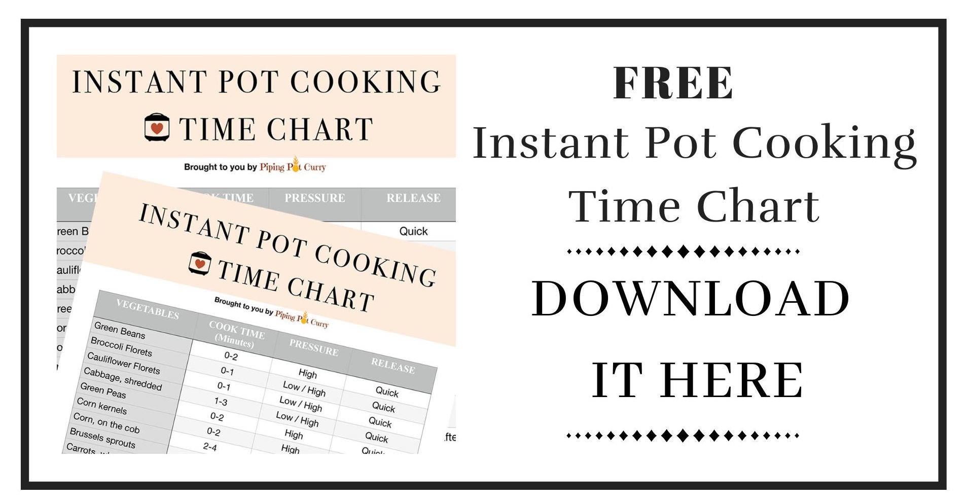 Printable Instant Pot Cooking Times Charts [PDF] - Simmer to Slimmer