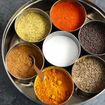 Indian spices in a masala dabba
