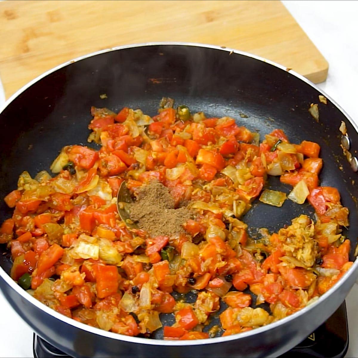 add Garam Masala to the pan