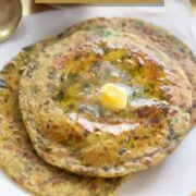 Methi Paratha in a plate