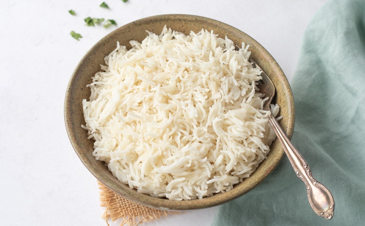 ninja foodi basmati rice in a bowl