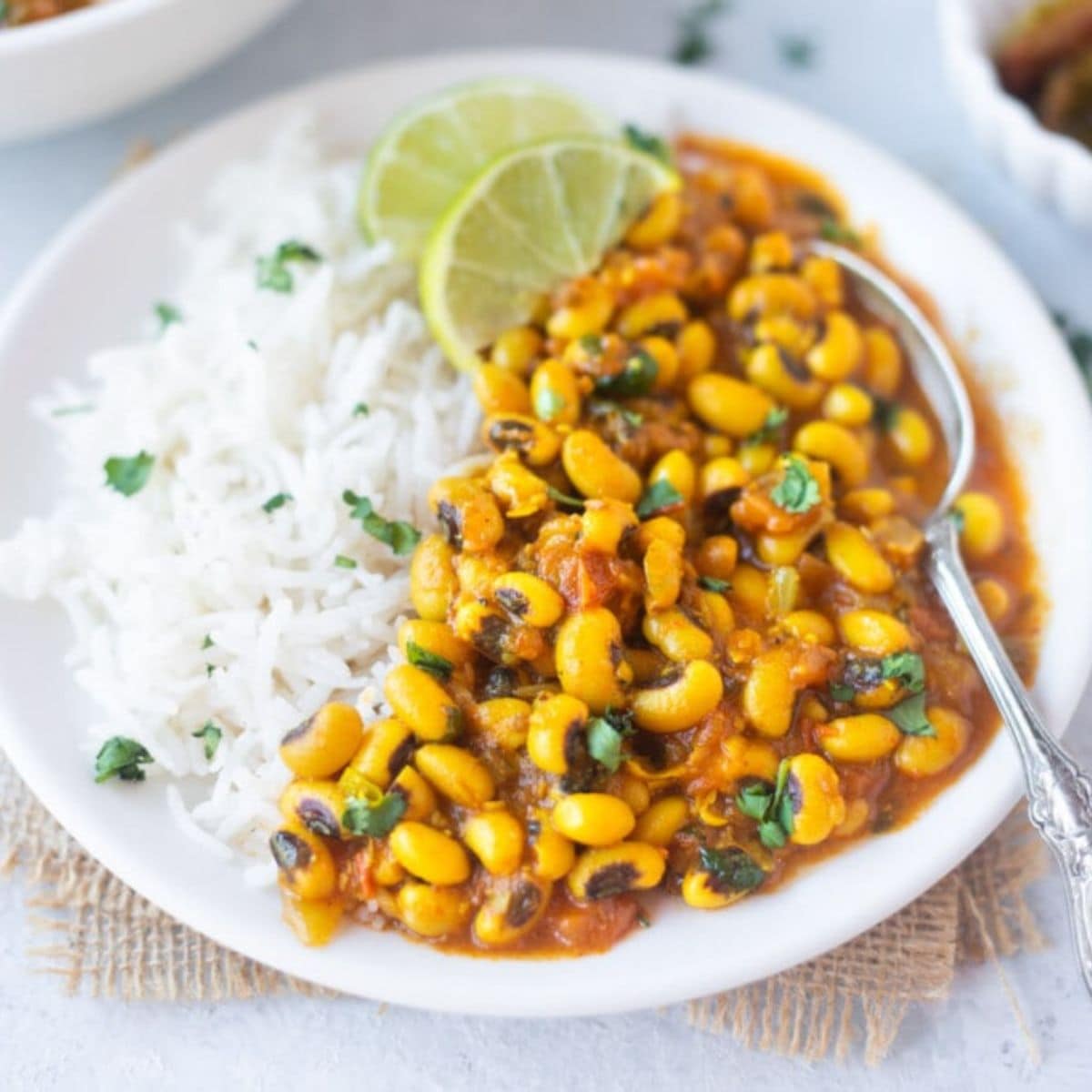 Lobhiya curry with rice