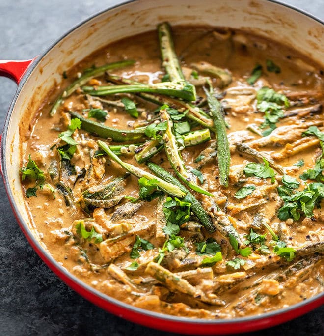 Bagara Baingan in a large pan 