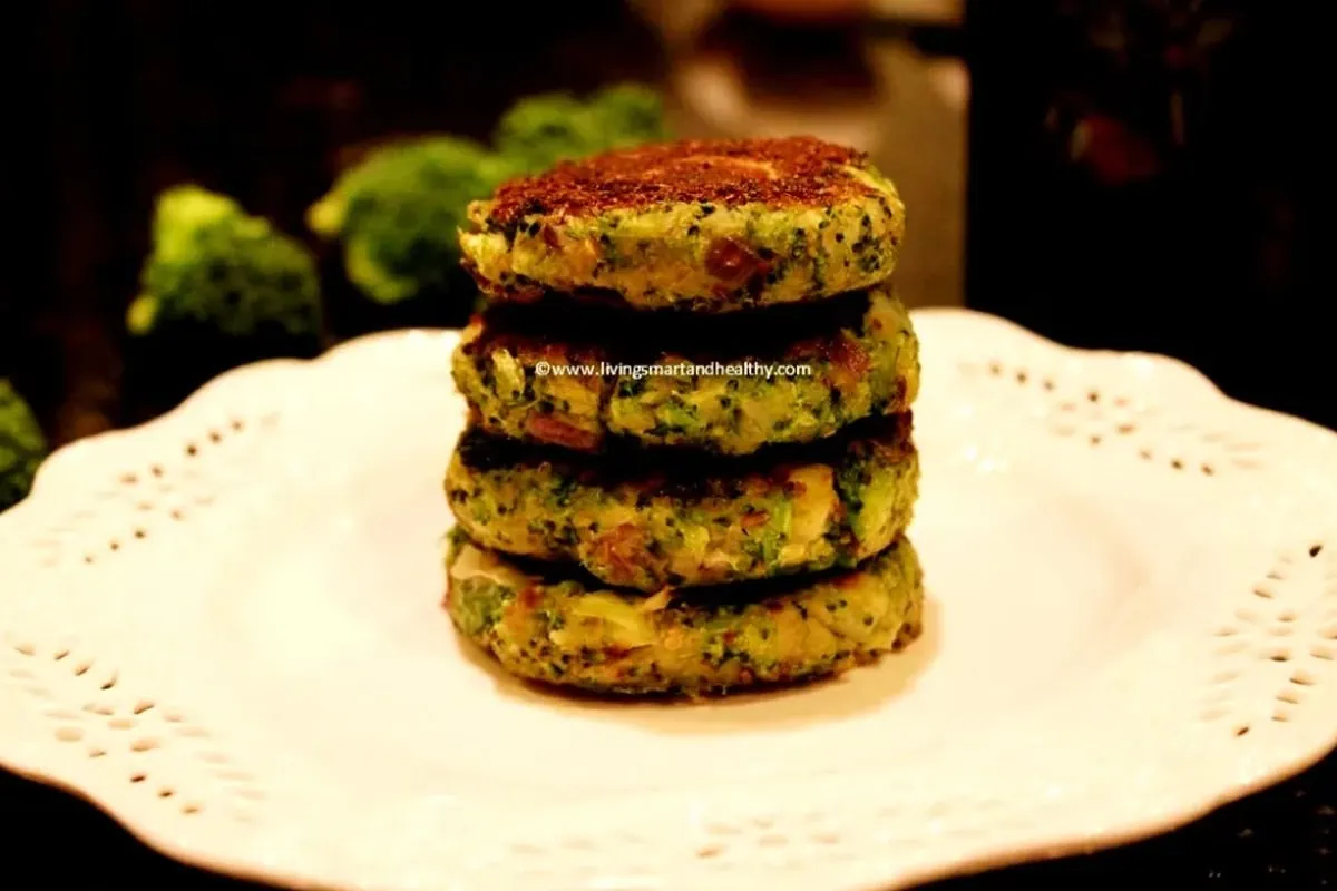Broccoli patties in a plate