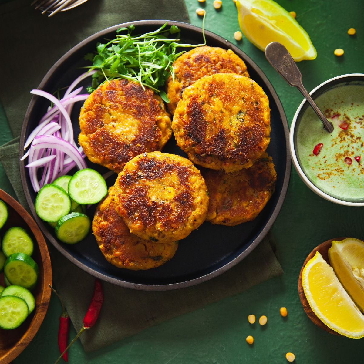 Chana dal tikki in a bowl