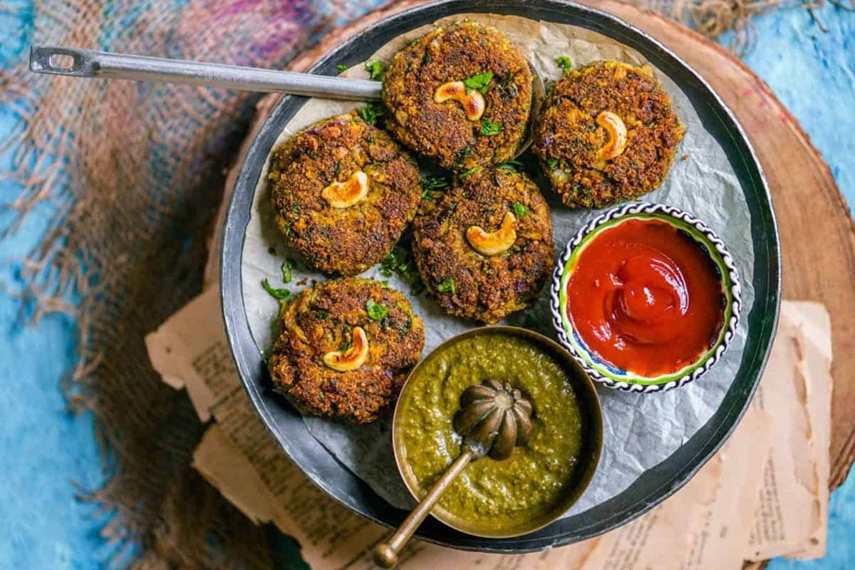 TVP tikkis served in a platter