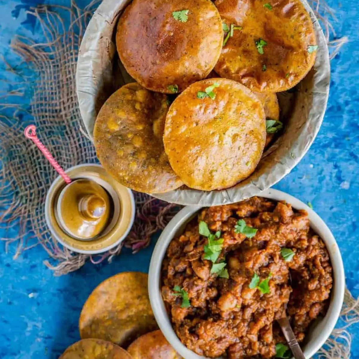 Masala Puri With Sweet Potatoes garnish with cilantro