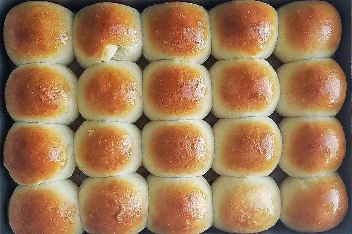 Homemade ladi pav in a pan