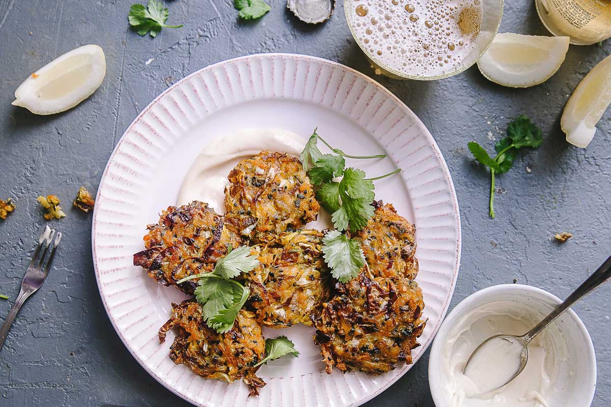 Crispy Cabbage in a white plate with dip on side