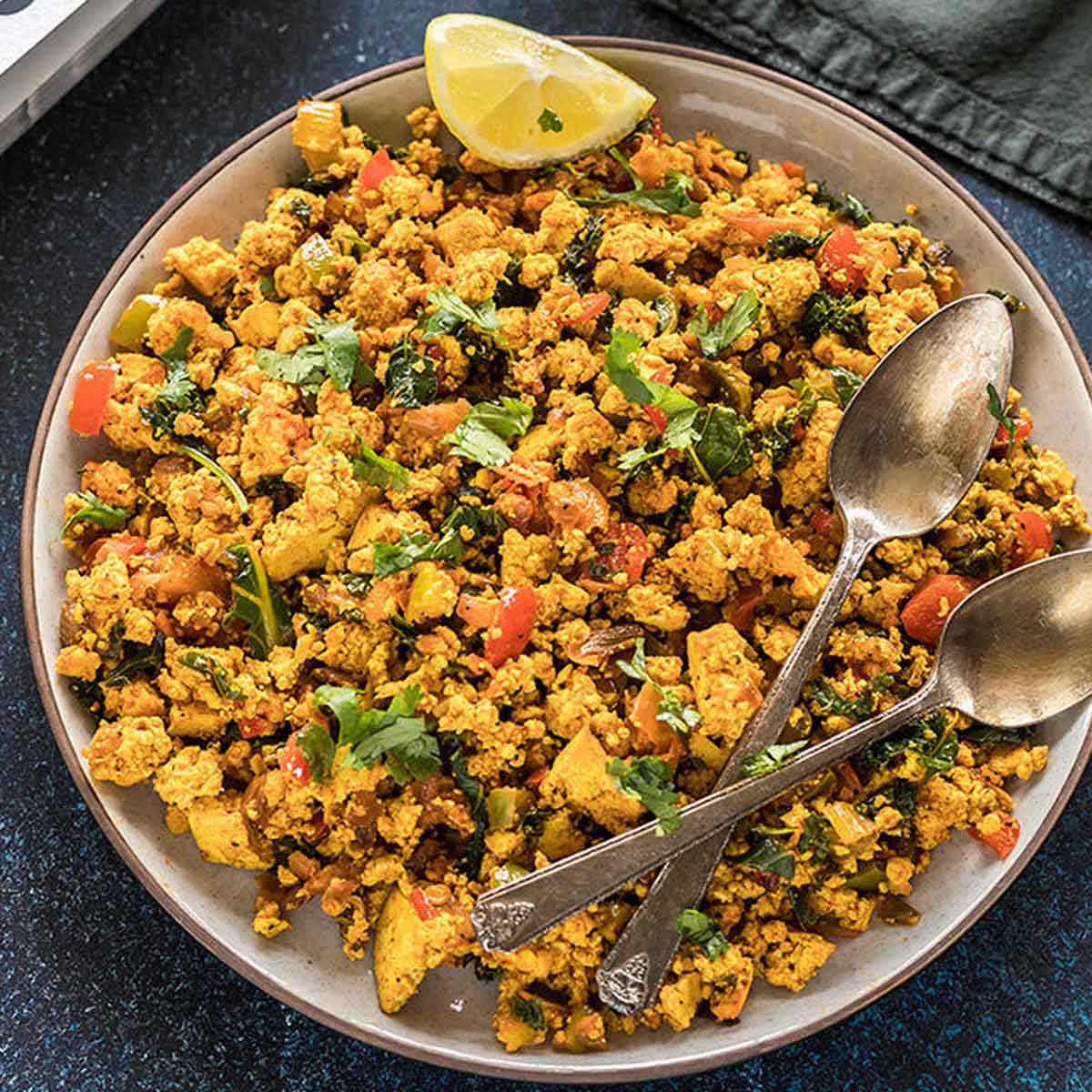 tofu scramble in a round plate